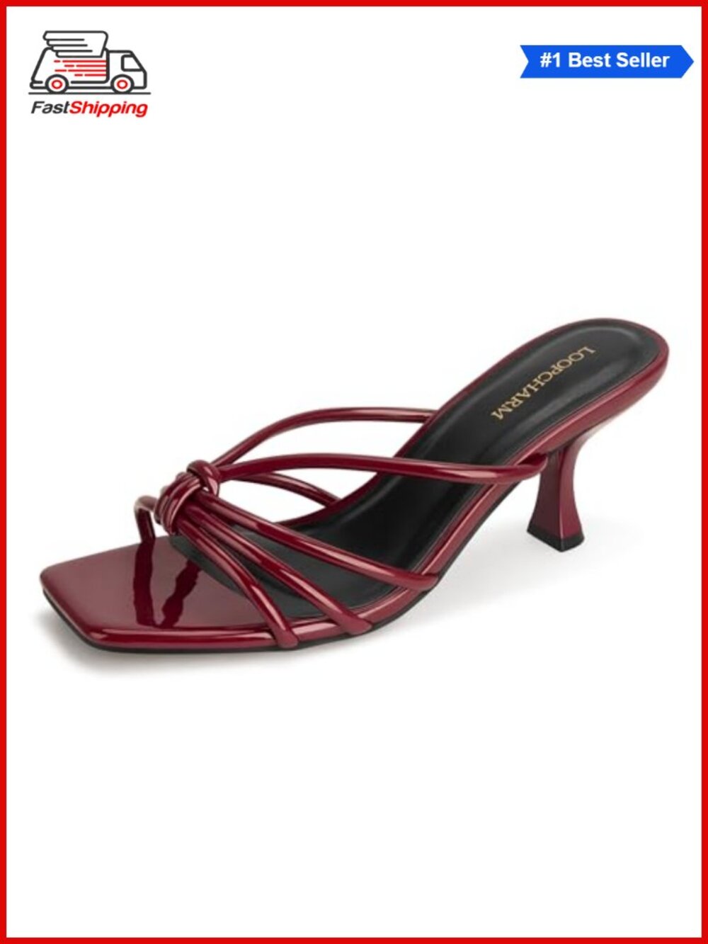 Strappy Kitten Heel Knotted Square Open Toe Mule Sandals